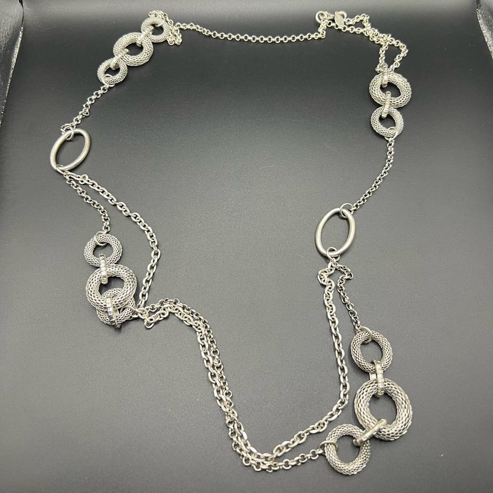 Premier Design Silver Tone Long Layered Chain Necklace